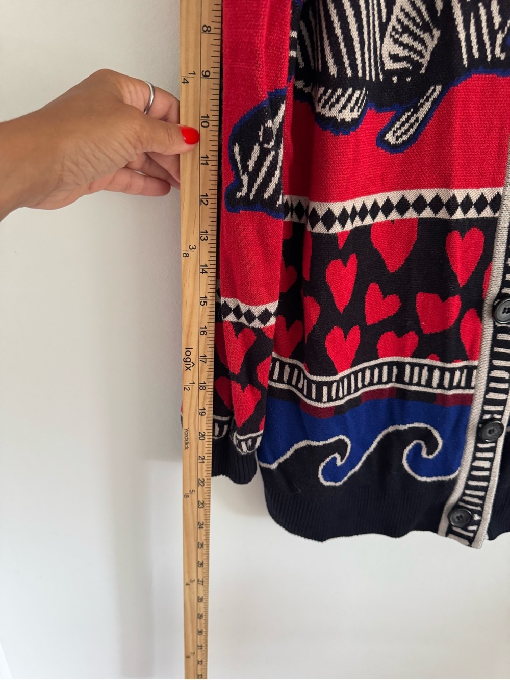 FARM Rio Red, Black & Blue Patterned Open-Front Cardigan - Picture 7 of 9